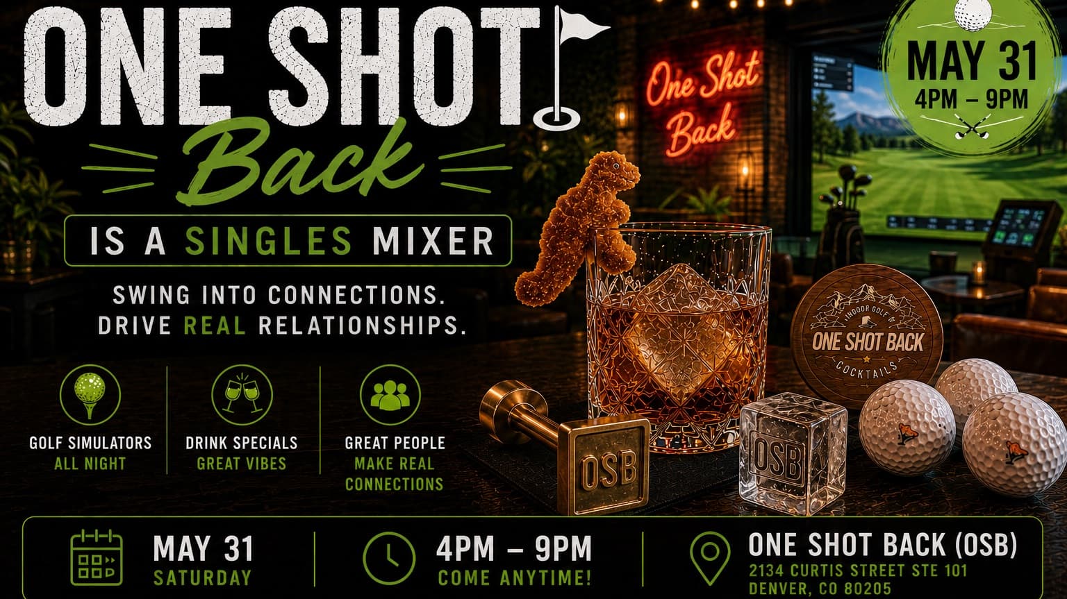 Denver Singles Mixer | Free Golf Simulators + Free Pool at One Shot Back