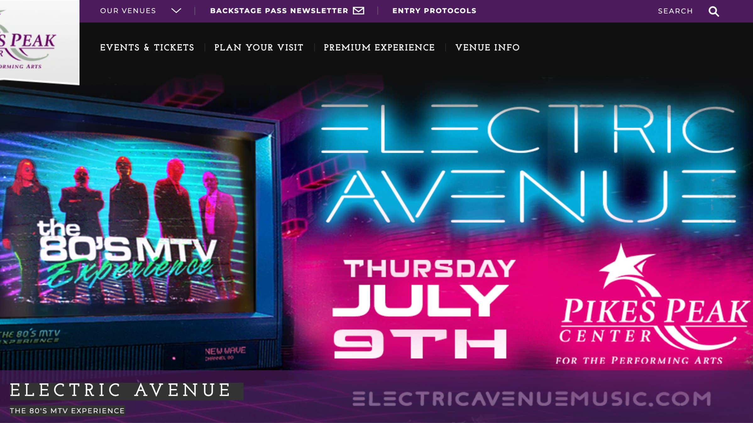 Electric Avenue The 80's MTV Experience (Pre-concert Dinner and Drinks)