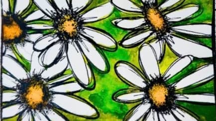 Painting Daisies: artist trading cards